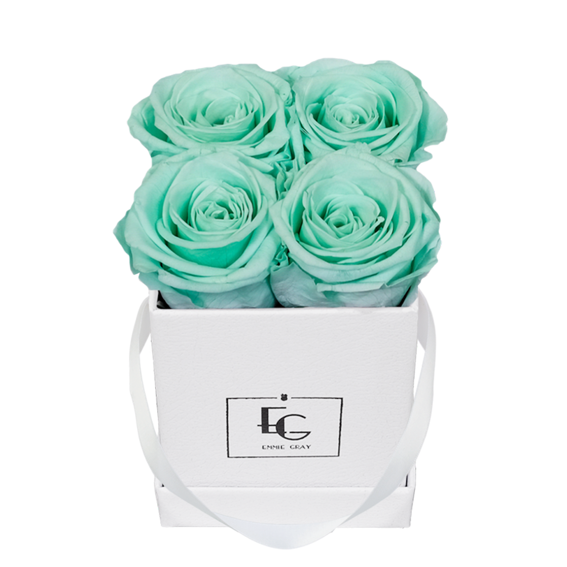 Weiße eckige Flowerbox EMMIE mit Rosen GRAY Infinity 